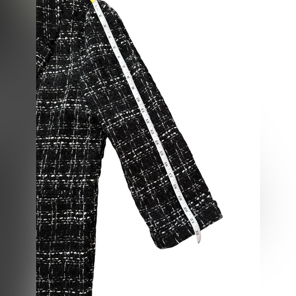 Nanette Lepore Plaid Open Front Blazer Soft Tweed Jacket Metallic Accent Large - Picture 9 of 12